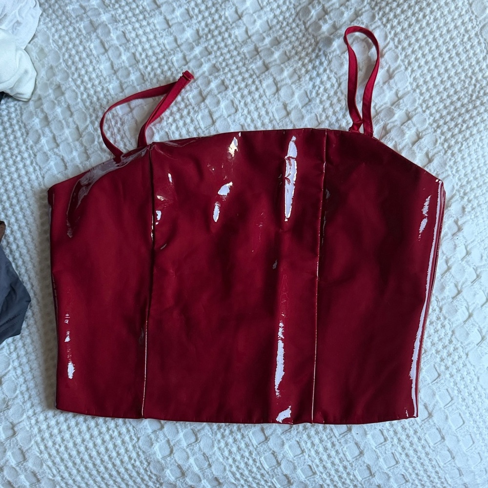 superdown Red Patent Bustier Camisole